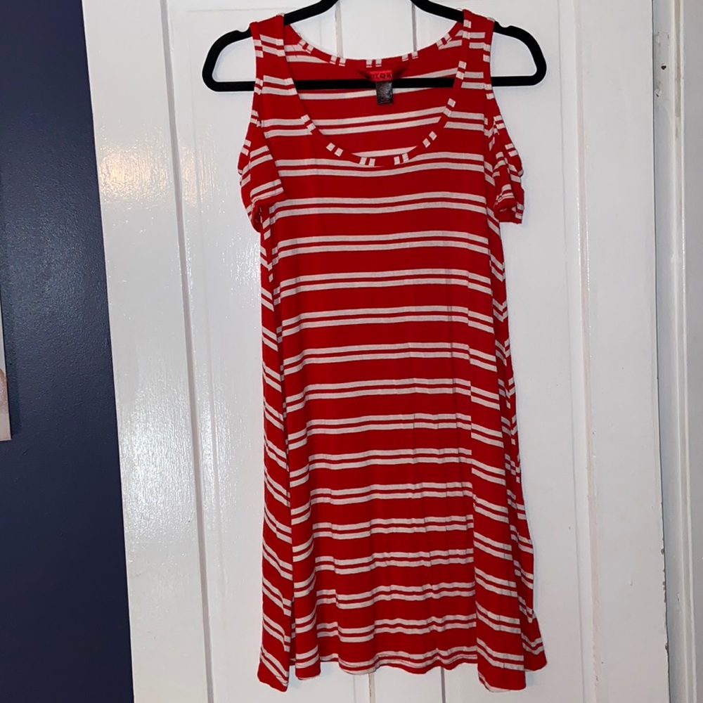 Wicked cute Red with White Striped Hot Kiss Dress Size Medium